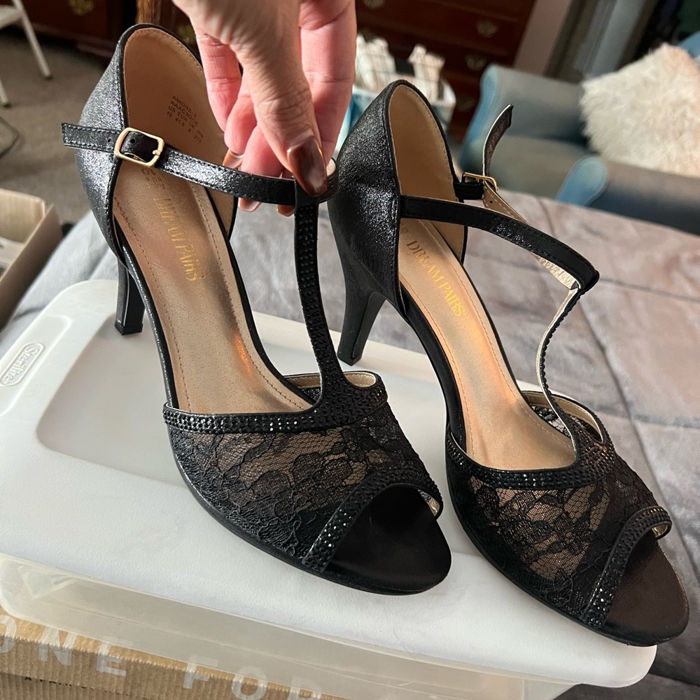 Elegant Black Lace Heels